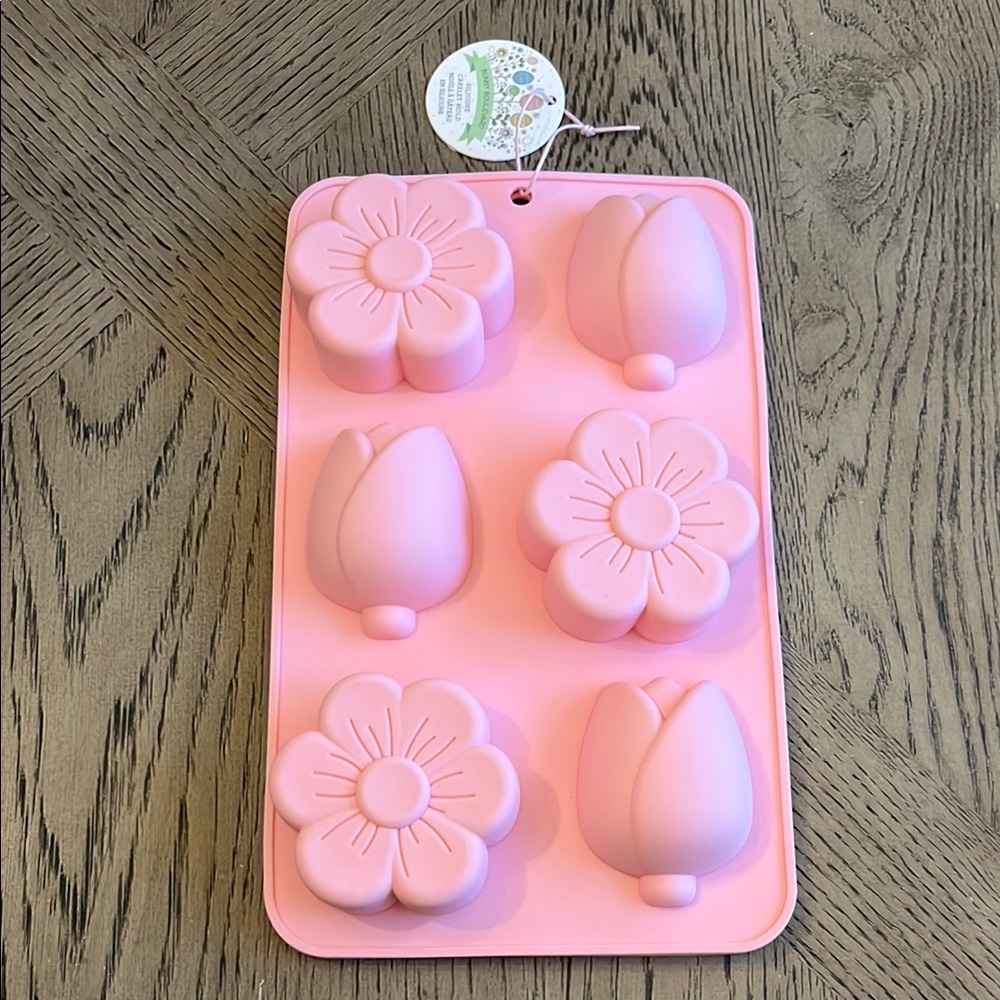 Pink Flower Silicone Mold Spring Easter Craft Bakeware Chocolate Ice Cube